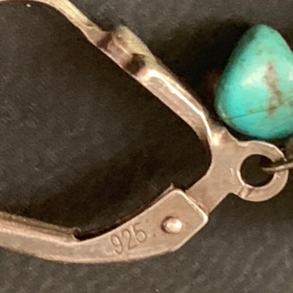 Turquoise Gemstone Solid 925 Silver Earrings - image 4